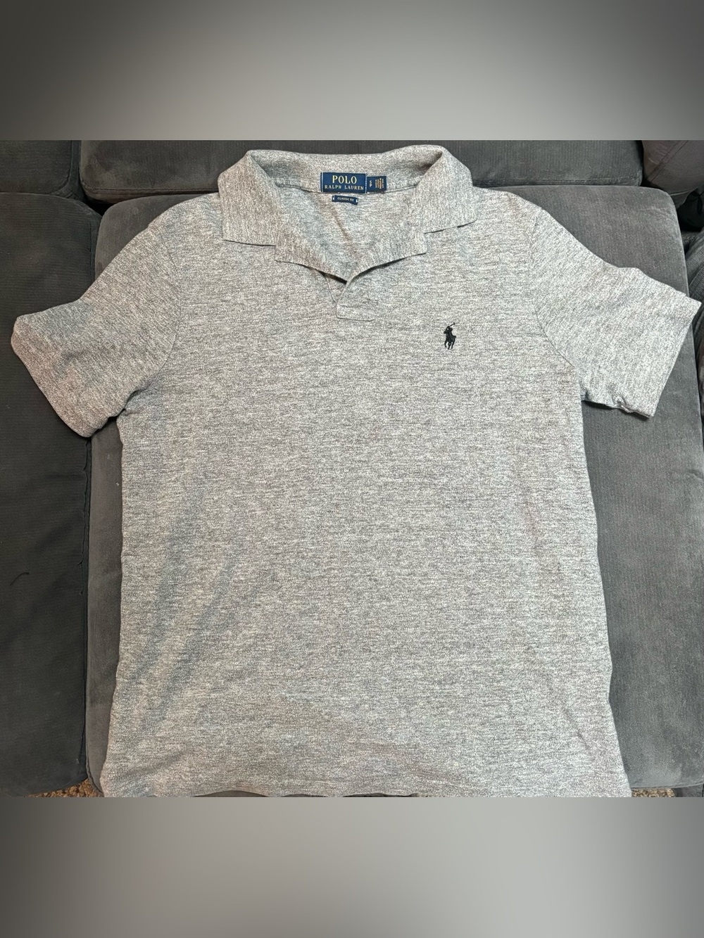 Ralph Lauren Heather Gray Polo Shirt with Navy Pony